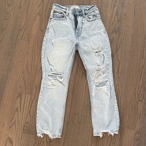 Abercrombie & Fitch Light Blue ultra high rise ankle straight jeans curve love